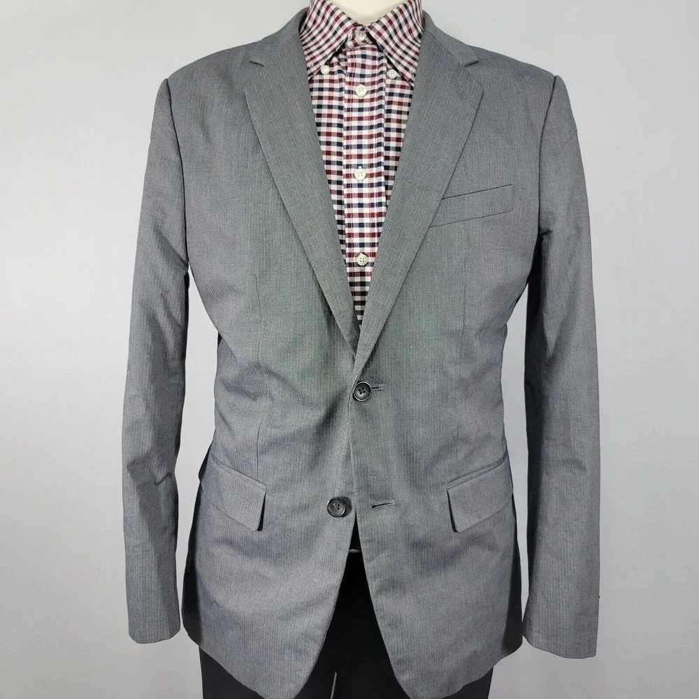 Banana Republic Men's Sport Coat‎ Blazer Gray Herringbone Tailored Slim 42R